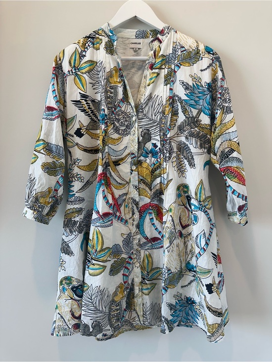 Charlee Dresses & Skirts - Charlee Jaipur Cotton Long Sleeve Monkey Novelty Print Short Mini Dress Size XS